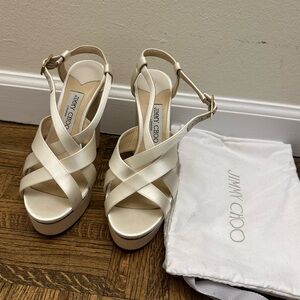 Like New Jimmy Choo Satin Bridal Heels - 37.5